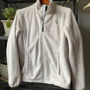 The North Face white furry fleece jacket